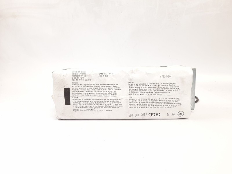 Recambio de airbag delantero derecho para audi a4 b6 (8e2) 1.9 tdi referencia OEM IAM 8E0880204E  