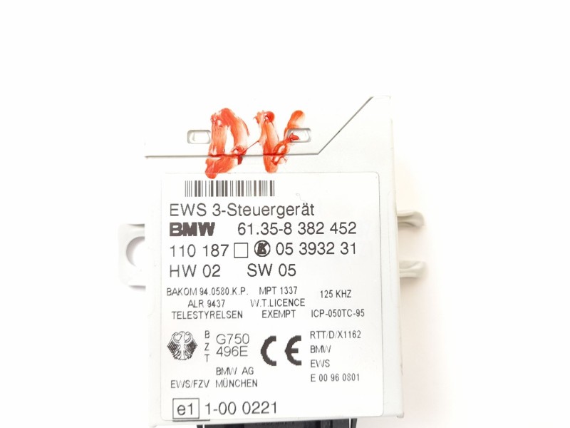 Recambio de centralita inmovilizador para bmw serie 5 berlina (e39) 2.5 525tds referencia OEM IAM 61358382452  05393231