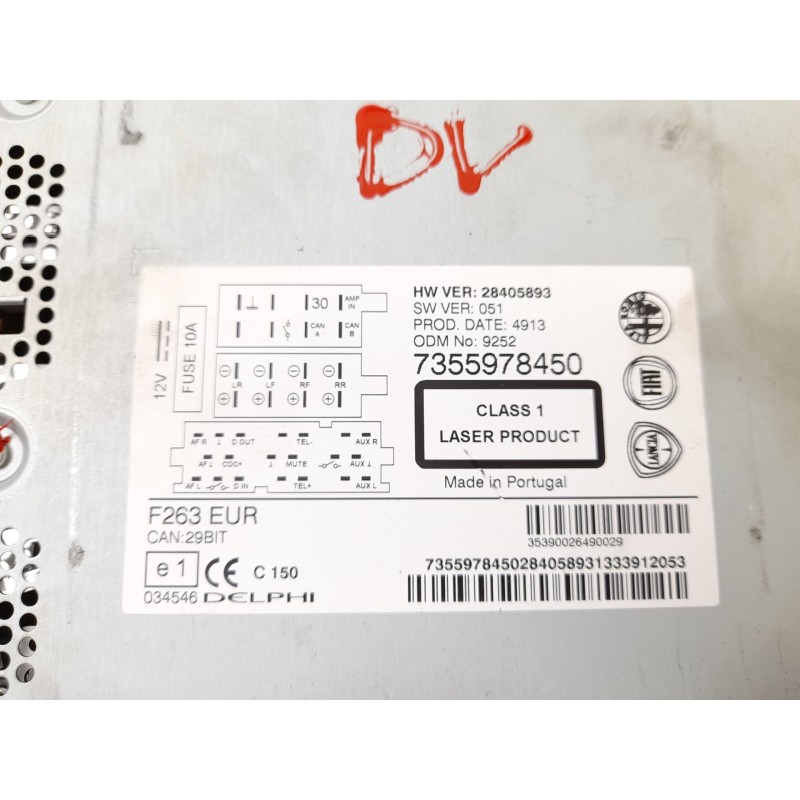 Recambio de sistema audio / radio cd para fiat doblo ii cargo (263) furgón base referencia OEM IAM 7355978450  28405893