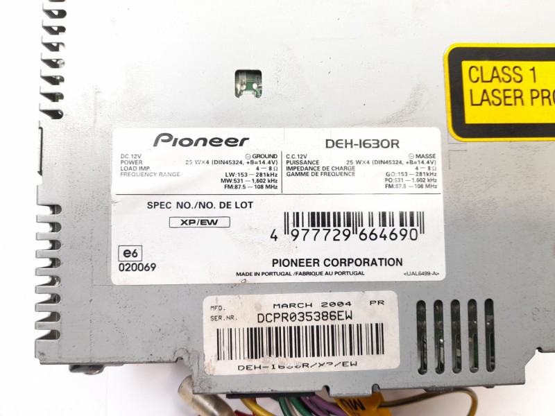 Recambio de sistema audio / radio cd para seat ibiza iii (6l1)1.9 tdi referencia OEM IAM DEH1630R  
