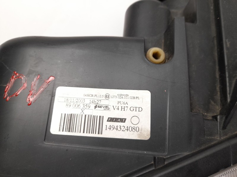 Recambio de faro izquierdo para fiat ulysse (179_) 2.2 jtd referencia OEM IAM 1494324080  89006359