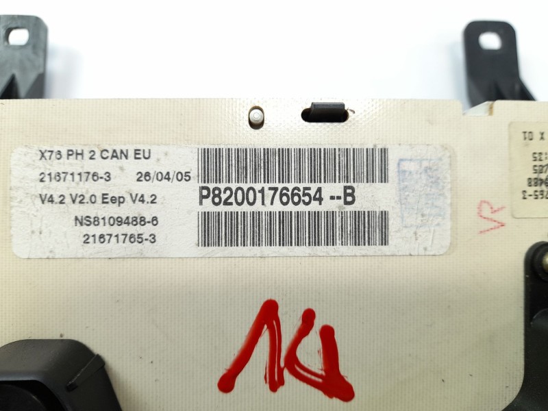 Recambio de cuadro instrumentos para renault kangoo (f/kc0) alize referencia OEM IAM P8200176654B 216501761 216711763