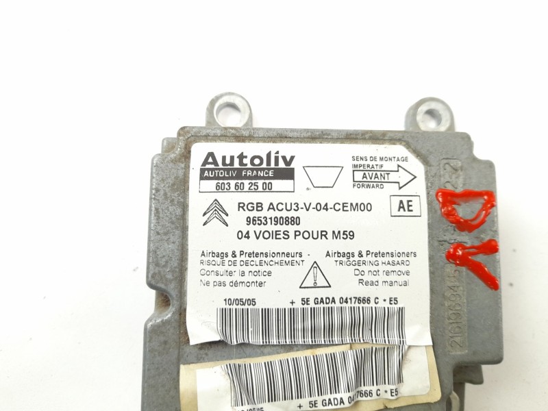 Recambio de centralita airbag para peugeot partner monospace (5_, g_) 1.9 d referencia OEM IAM 9653190880  