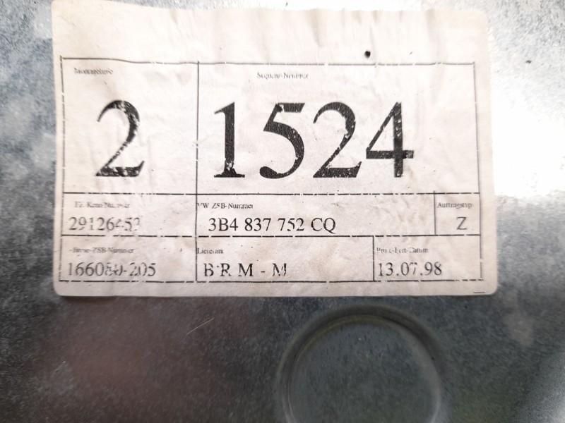 Recambio de elevalunas delantero derecho para volkswagen passat berlina (3b2) 1.8 referencia OEM IAM 3B4837752CQ  