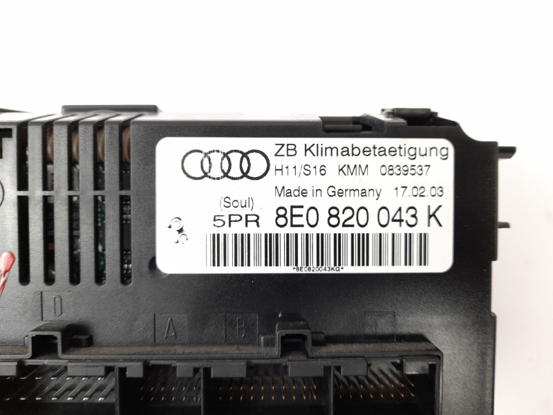 Recambio de mando climatizador para audi a4 avant (8e) 1.8 t referencia OEM IAM 8E0820043K  