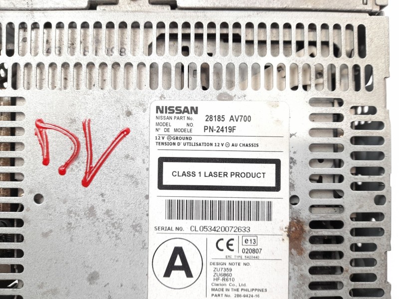 Recambio de sistema audio / radio cd para nissan primera (p12) 2.2 di referencia OEM IAM 28185AV700  