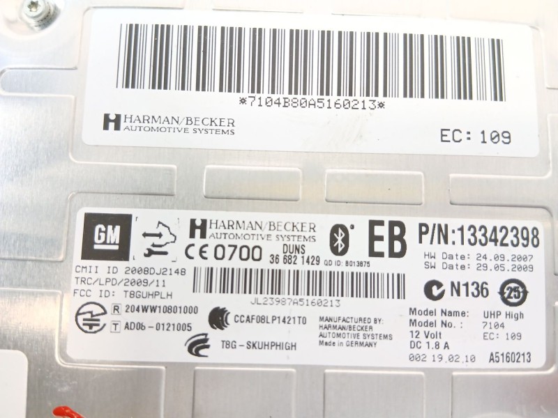 Recambio de modulo electronico para opel insignia berlina edition referencia OEM IAM 13342398  