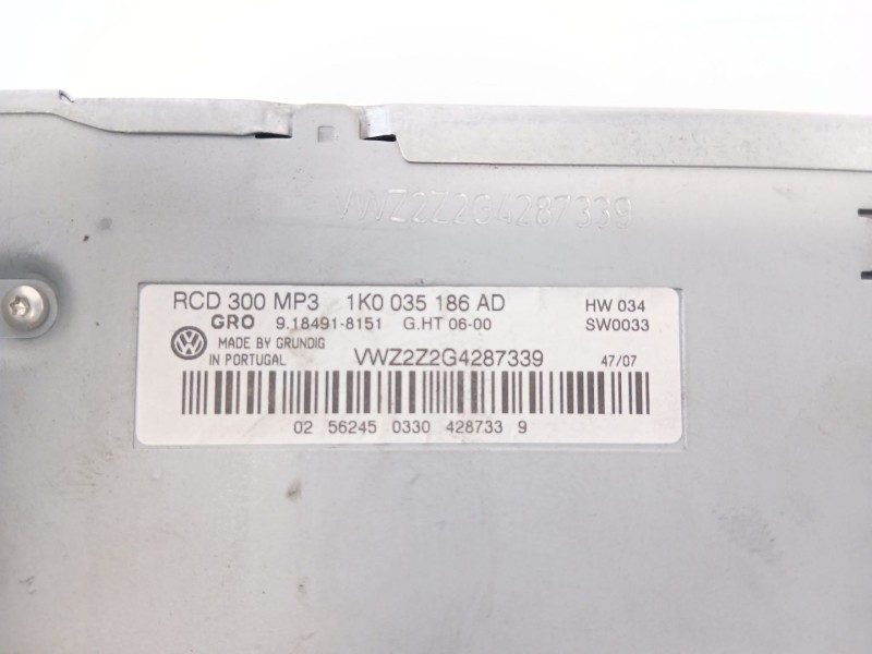 Recambio de sistema audio / radio cd para volkswagen golf v (1k1) 1.9 tdi referencia OEM IAM 1K035186  