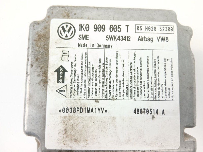Recambio de centralita airbag para volkswagen golf v (1k1) 1.9 tdi referencia OEM IAM 1K0909605  