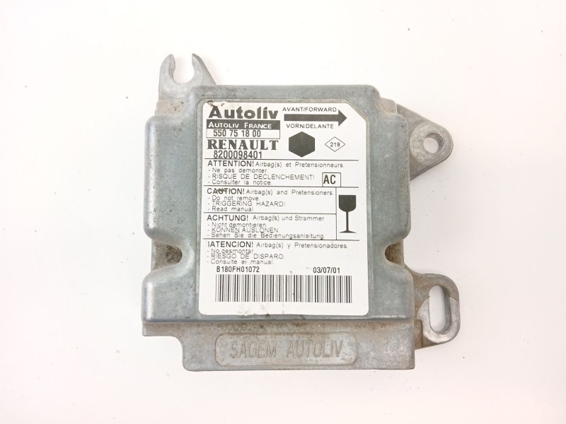 Recambio de centralita airbag para renault kangoo (kc0/1_) d 55 1.9 (kc0d) referencia OEM IAM 8200098401  