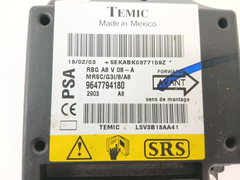 Recambio de centralita airbag para citroën c3 1.1 vivace referencia OEM IAM 9647794180  