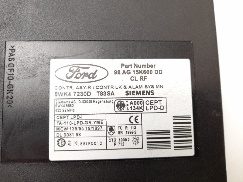 Recambio de centralita cierre para ford focus i (daw, dbw) 1.8 tdci referencia OEM IAM 98AG15K600DD  