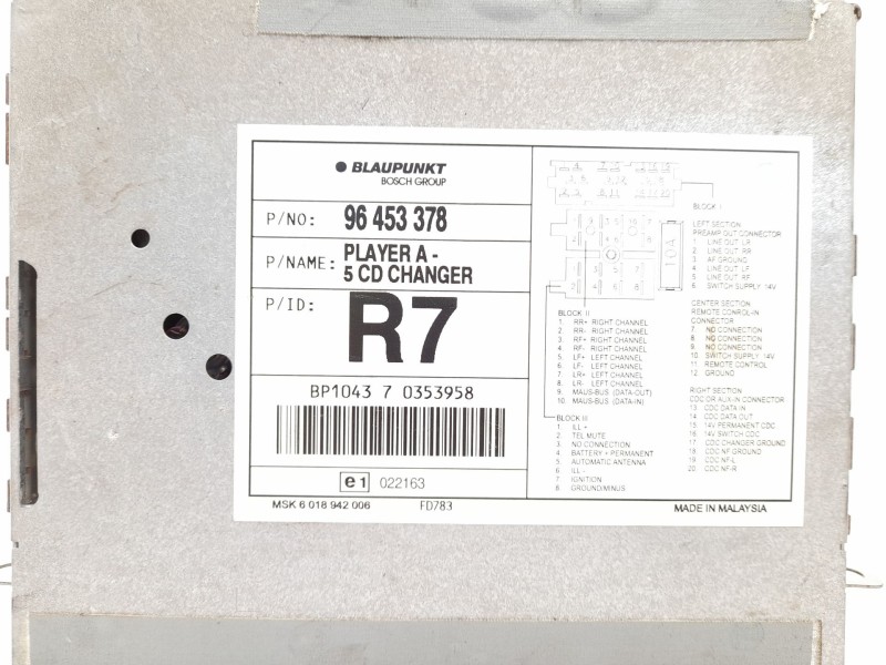 Recambio de sistema audio / radio cd para chevrolet lacetti cdx referencia OEM IAM 96453378  