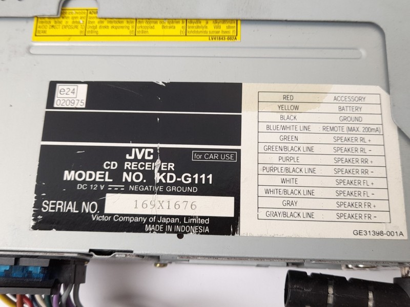 Recambio de sistema audio / radio cd para daewoo lanos i referencia OEM IAM JVCKD-G111  