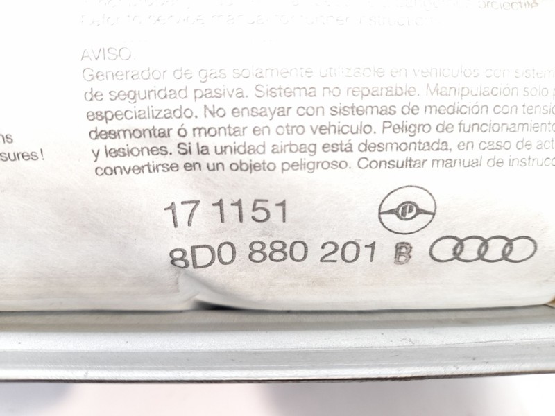 Recambio de airbag delantero derecho para audi a4 b5 (8d2) 1.9 tdi referencia OEM IAM 8D0880201B 6013445 